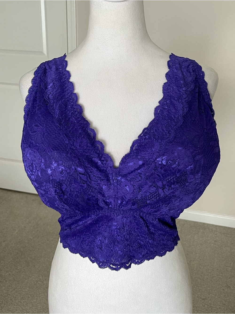 NWT Cosabella Curvy Plungie Longline Violet Lace Bralette Size XL